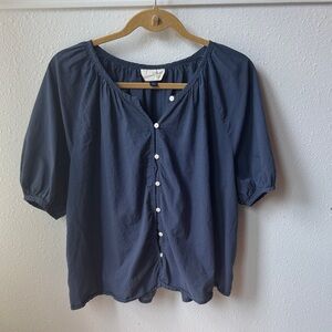 Universal Thread Navy Button-Front Peasant Blouse